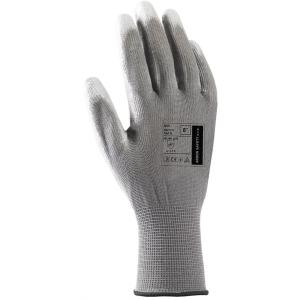 Rukavice polyester, polomáčané BUCK, sivé veľ. 9/L