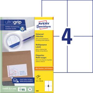 Etikety univerzálne 105x148mm Avery A4 100 hárkov
