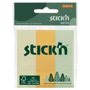 Samolepiaci bloček Stick’n Hopax, 76x25 mm, mix pastelových farieb, 3x50 lístkov