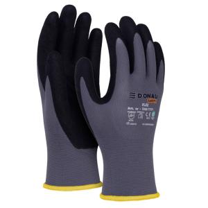 Rukavice pletené, polomáčané DONAU SAFETY Flex, kat. II sivé veľ. 9