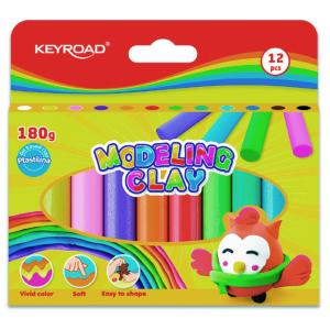 Plastelína KEYROAD neónová, blister 12 ks, mix farieb