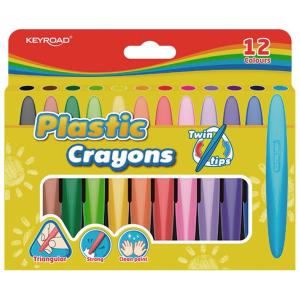 Voskové pastelky KEYROAD Twin Tips trojhranné, mix farieb