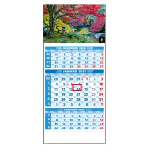 Plánovací kalendár ŠTANDARD 3-mesačný modrý - Obr.B