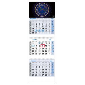 Plánovací kalendár KLASIK 3-mesačný modrý s hodinkami