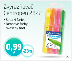 Zvýrazňovač Centropen 2822 sada 4 barev