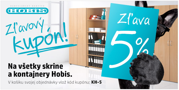 Uplatnite kupón na 5% zľavu! Na kancelárske kontajnery a skrine HOBIS.