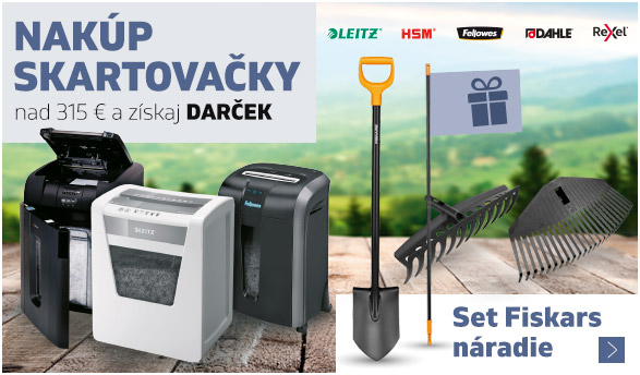 Nakup skartovačky značky Fellowes, Rexel, HSM, Leitz a Dahle nad 315 € a získaj DARČEK!