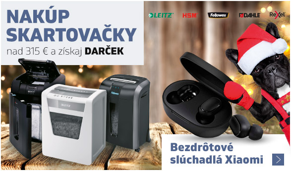 Nakup skartovačky značky Fellowes, Rexel, HSM, Leitz a Dahle nad 315 € a získej DÁREK!