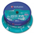 DVD-RW Verbatim - prepisovateľné, cake box, 25 ks