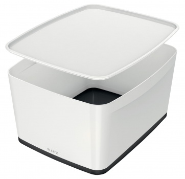 Úložný box s vekom Leitz MyBox - veľ. L, biela/čierna