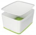 Úložný box s vekom Leitz MyBox - veľ. S, biela/zelená
