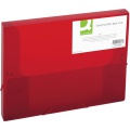Box na spisy Q-Connect s gumičkou - A4, 2,5 cm, transparentne červená