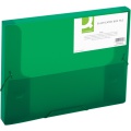 Box na spisy Q-Connect s gumičkou - A4, 2,5 cm, transparentne zelená