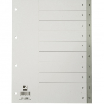 Plastový rozraďovač Q-Connect - A4, 1-10, bielo/sivý
