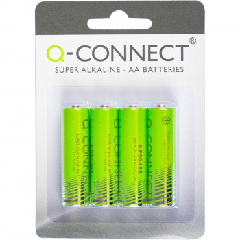 Alkalické tužkové batérie Q-Connect - AA, 1,5V, 4 ks