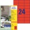 Etikety farebné 70x37mm Avery A4 100 hárkov červené 