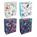 Papierová taška 260x320mm textilné ušká vo farbe tašky mix 4 motívov bez možnosti výberu Vtáčiky