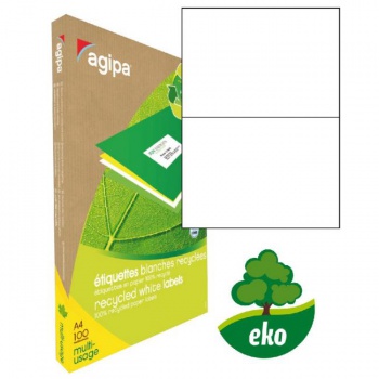 Etikety univerzálne recyklované 210x148,8mm Agipa A4 100 hárkov 