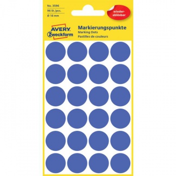 Etikety kruhové 18mm Avery odnímateľné modré 