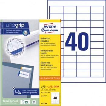 Etikety univerzálne 48,5x25,4mm Avery A4 100 hárkov 