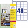 Etikety polyesterové veľmi odolné 45,7x21,2mm Avery A4 biele 20 hárkov 
