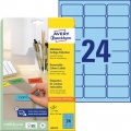 Etikety Avery odnímateľné 63,5x33,9 mm, modré 