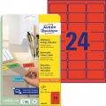 Etikety Avery odnímateľné 63,5x33,9 mm, červené 