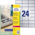 Etikety polyesterové veľmi odolné 70x37mm Avery A4 strieborné 20 hárkov 