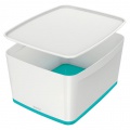 Úložný box s vekom Leitz MyBox, veľkosť L biela/ľadovo modrá 