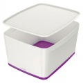 Úložný box s vekom Leitz MyBox, veľkosť L biela/purpurová 
