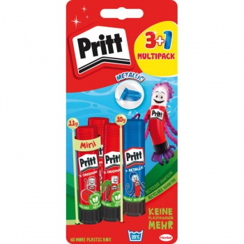 Lepiaca tyčinka Pritt Glue Sticks 3x 11g + 1x 10g Metallic Color (Orange or Blue)