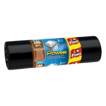 Vrecia zaväzovacie FINO Power 240 ℓ, 45 mic., 120 x 150 cm, čierne (8 ks) 