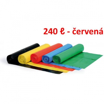 Vrece 240 ℓ 80 mic. 100 x 125 cm, HDPE červené (1ks) 