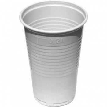 Poháre plastové 200 ml biele 100% recykel (100 ks) 