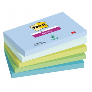 Samolepiaci bloček Post-it Super Sticky OASIS, veľkosť 76x127 mm, 5 bločkov po 90 lístkov 