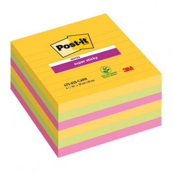 Samolepiaci bloček Post-it Super Sticky CARNIVAL, veľkosť 101x 101 mm, 6 bločkov po 90 lístkov 
