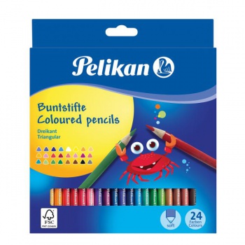Farbičky Pelikan trojhranné tenké 24 ks 