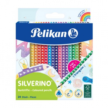 Farbičky Pelikan Silverino trojhranné tenké 24ks 