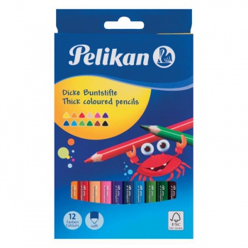 Farbičky Pelikan trojhranné hrubé 12 ks 