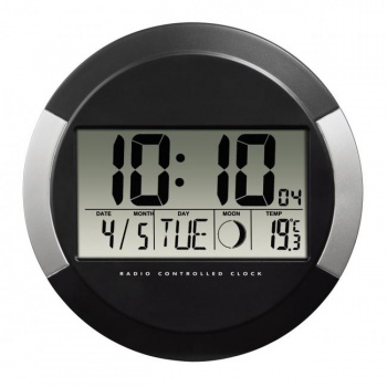 Nástenné hodiny digitálne PP-245 24,5cm čierno-strieborné 