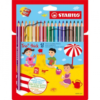 Farbičky STABILO Trio so strúhadlom 18ks 