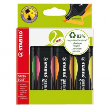 Sada zvýrazňovačov STABILO GREEN BOSS 4 ks zelená, ružová, oranžová, žltá 