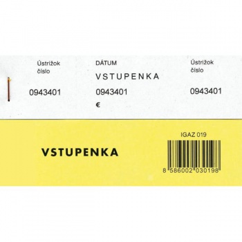 Vstupenka číslovaná 3-dielna, 100 listov 