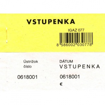 Vstupenka číslovaná 2-dielna, 100 listov 