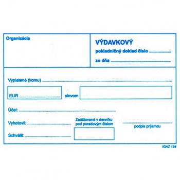 Výdavkový pokladničný doklad bez DPH, A6 
