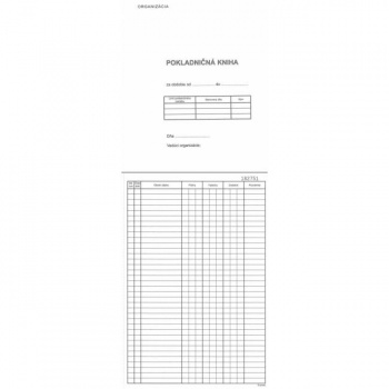 Pokladničná kniha, A4, číslovaná priepisová, 50x2 listy, samoprepis