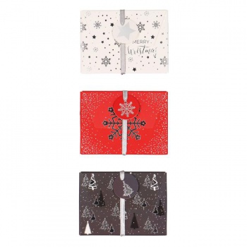 Vianočná papierová darčeková krabička s gumičkou 112x80mm mix sivočervených motívov 3 ks