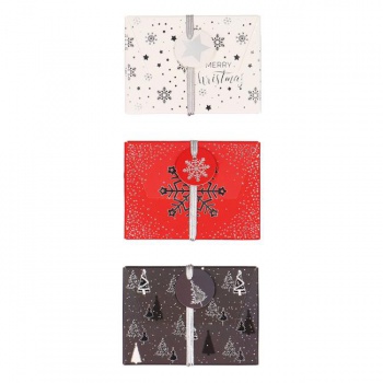 Vianočná papierová darčeková krabička s gumičkou 112x80mm mix sivočervených motívov 3 ks 