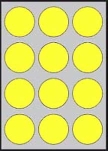 Etikety farebné priemer 60mm APLI A4 20 hárkov fluo žlté
