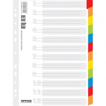 Kartónový rozraďovač Office Products 12-dielny biely 
